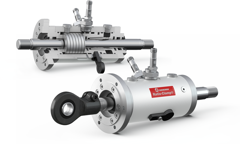 Unidad de fijación Ratio-Clamp® Cabezal de sujeción y unidad de fijación Elemento de sujeción o cabezal de sujeción: la unidad de bloqueo Ratio-Clamp® sirve para el bloqueo inmediato del vástago