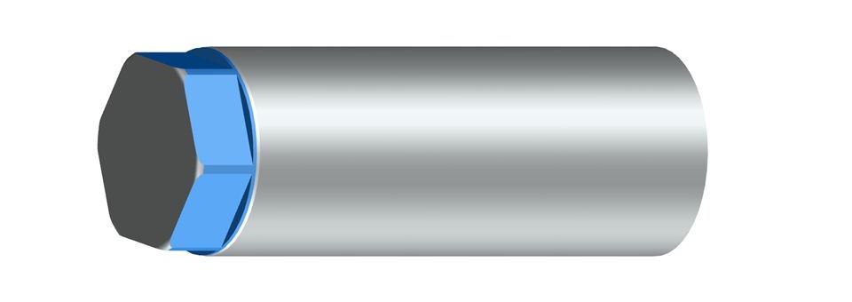 Hexagonal en el extremo del vástago